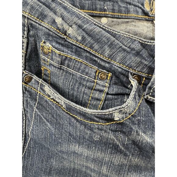 Red Rivet Jeans Women’s 11 Bootcut Blue Denim Fleur De Lis Rhinestone Pockets - Picture 10 of 16